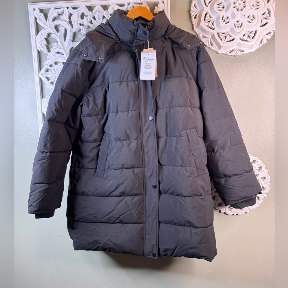 Wantdo Black Puffer Winter Jacket Faux Fur Hood 2x NWT
